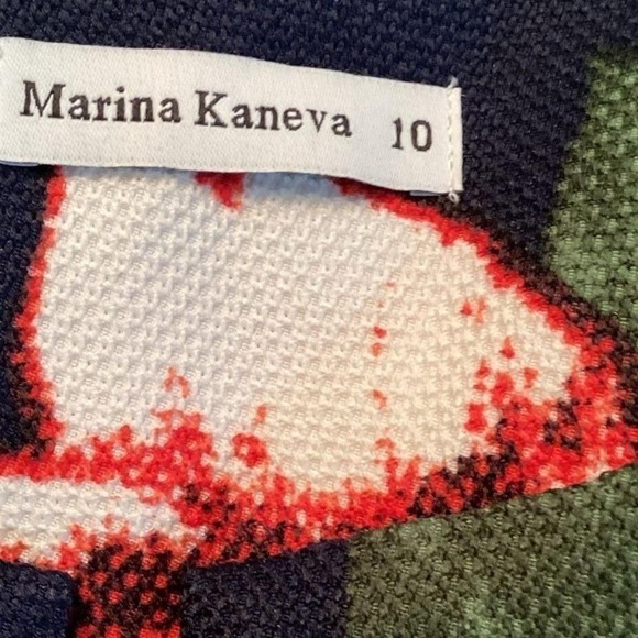 Marina Kaneva blue & red blouse size 10 - Picture 5 of 8
